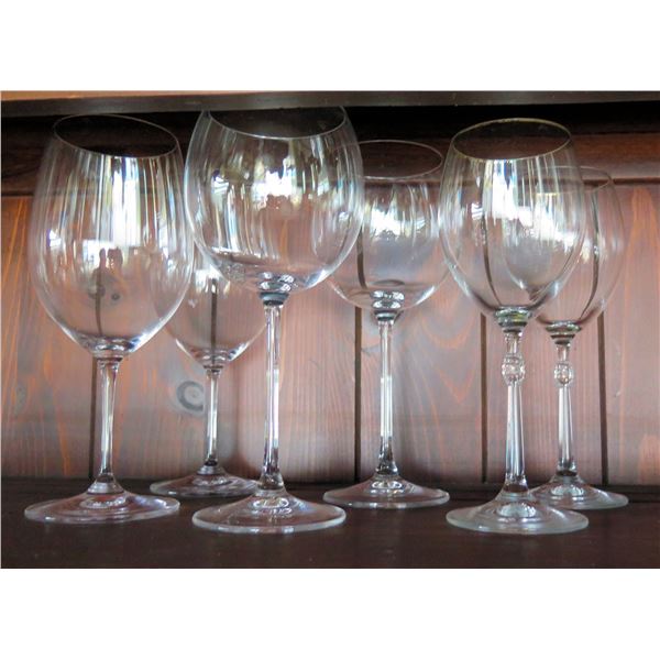 Qty 6 Stemmed Wine Glasses w/ Maker's Mark