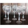 Image 1 : Qty 5 Stemmed Cut Glass Cordial Glasses 7"H
