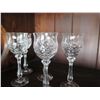 Image 2 : Qty 5 Stemmed Cut Glass Cordial Glasses 7"H
