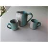 Image 2 : Hand Thrown Glazed Pitcher 5"H w/ Handle & 2 Matching Mugs