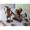 Image 2 : Misc Décor: Indian Warrior Figurines, Horn, Tomahawk w/ COA, Beads, etc