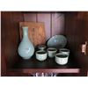 Image 2 : Decanter, 5 Sake Cups, Bowl & Wooden Board w/ Asian Markings