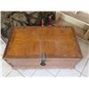 Image 2 : Schnadig Footed Wooden Cedar Chest w/ Woven Design, Removable Tray & Side Handles