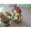 Image 2 : Cecconi Orvieto Chicken Pitcher 9"H & 6 Matching Footed Cups