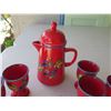 Image 2 : Innsbruck Red Pitcher 11"H & 5 Matching Footed Cups