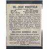 Image 2 : 1949 BOWMAN BASEBALL NO.50 DICK WAKEFIELD