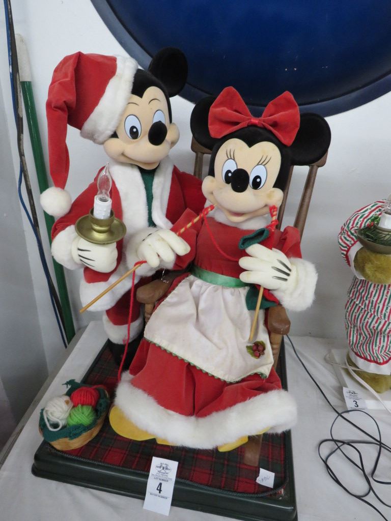Vtg. Mickey & Minnie Mouse Animated Lighted Rocking Chair