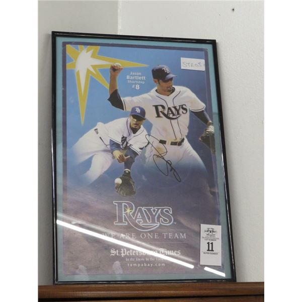 Framed Jason Bartlett Autographed St. Pete Times Print