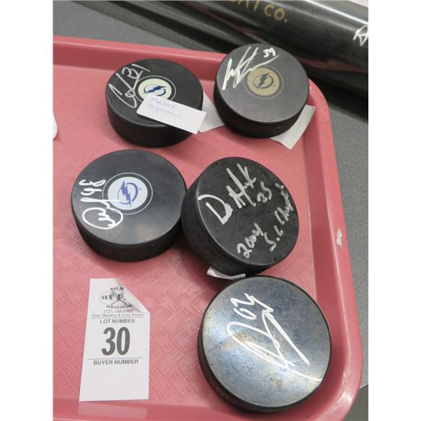 5-Signed Hockey Pucks - 5 X $