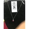Image 3 : Sterling Silver Necklace w/Ruby Pendant