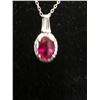 Image 4 : Sterling Silver Necklace w/Ruby Pendant