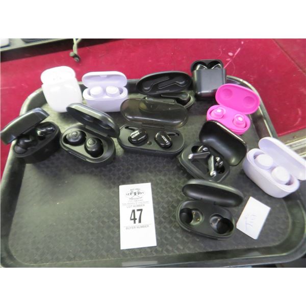 Tray Lot of Earbuds & Cases (11)  Note: 1 Case has a single and another case is empty