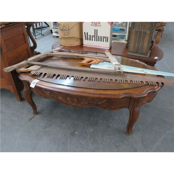 Carved Oak Oval Coffee Table