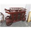 Image 1 : Mahogany Carved Wagon Style 2 Sided Tea Cart