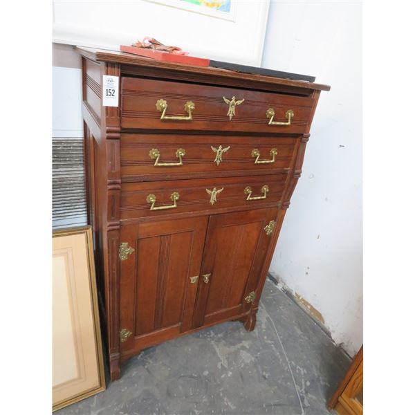 Mahogany Brass Accent 3 Over 2 Cabinet