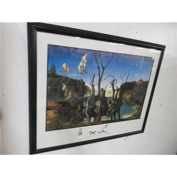 Salvadore Dali Framed Swans Reflecting Elephants Print - 29" x 24"