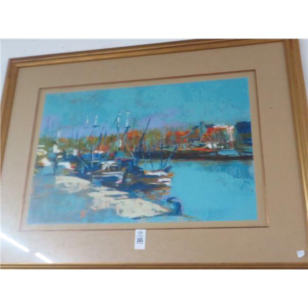 The Marina Framed Oil On Canvas - 52" x 40" Signed Sinclair