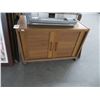 Image 1 : Oak 2 Door Rolling Cabinet