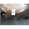 Image 2 : Carved Mahogany Empire Marble Inlay Oval Side Table