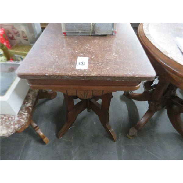 Carved Mahogany Empire Marble Top Side Table