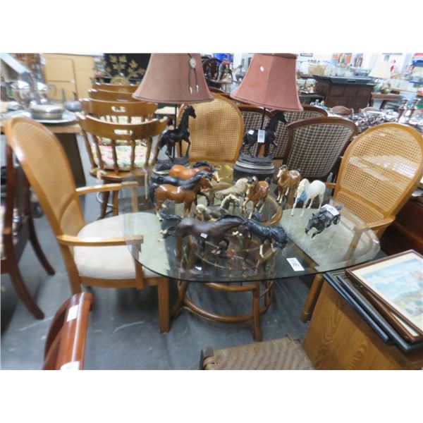 Rattan Base Beveled Glasstop Table w/3 Chairs