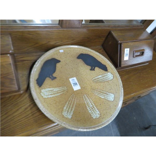 Bird/Corn Motif Clay Charger Plate