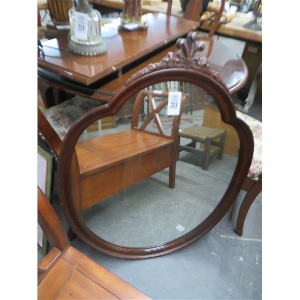 Carved Mahogany Framed Mirror - No Shipping