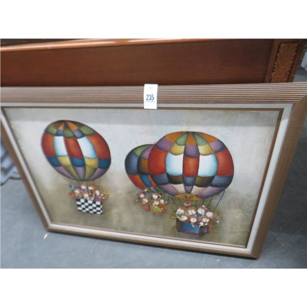 Framed Hot Air Balloon Oil On Canvas - 41" x 30"