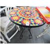 Image 1 : Ornate Metal Base Tile Top Round Bistro Table