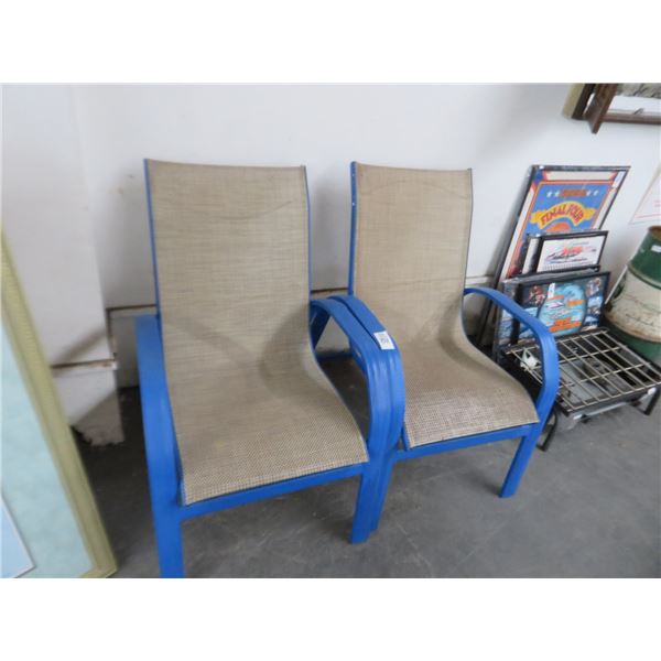 Blue Metal Patio Chair - (2)