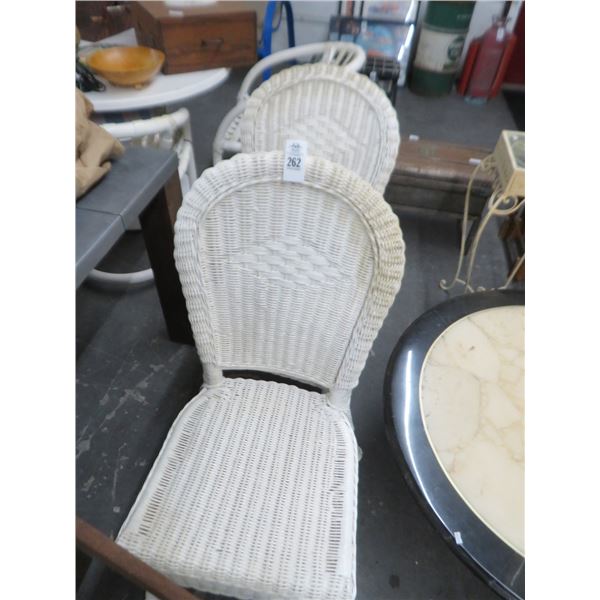 White Wicker Patio Chairs (Pair)