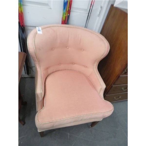 Peach Wing Back Fabric Armchair