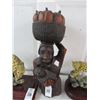 Image 1 : Carved Wood Woman Carrying Basket And Baby