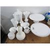 Image 1 : Lot of Milk Glass, Hobnail Bud Vases & Cake Platters