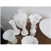 Image 2 : Lot of Milk Glass, Hobnail Bud Vases & Cake Platters