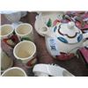 Image 2 : Lot of Painted Cups, Pitchers, Teapot & Milk Glass Dishes
