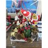 Image 1 : Lot of Holiday Stuffed Animals, Dolls & Centerpiece