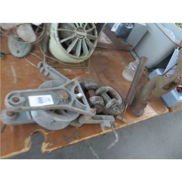 Vintage Press, Fogger, Pulley And Shackles