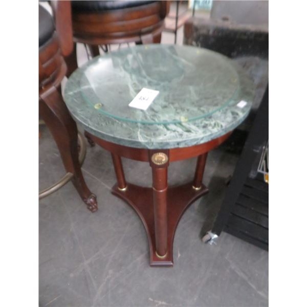 Cherry/Marbletop Round Bombay Table