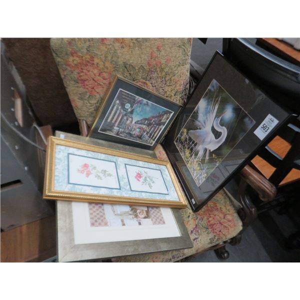 Framed Egret Photo, Bourbon Street And Floral Print (4)