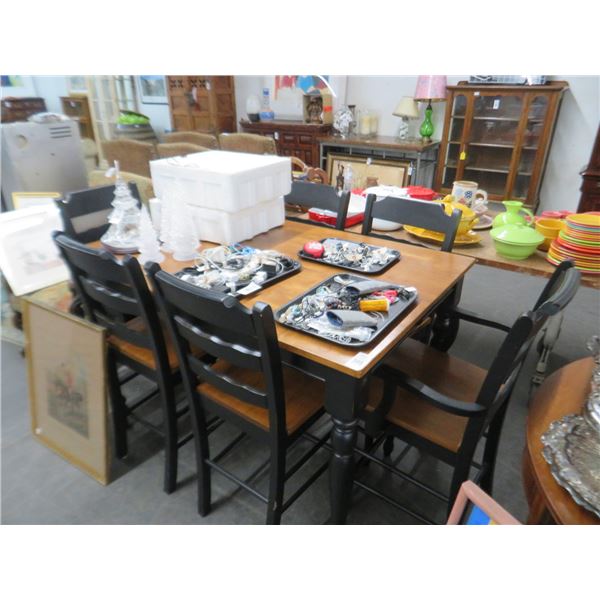 Wood Pub Table And 6 Bar Stools