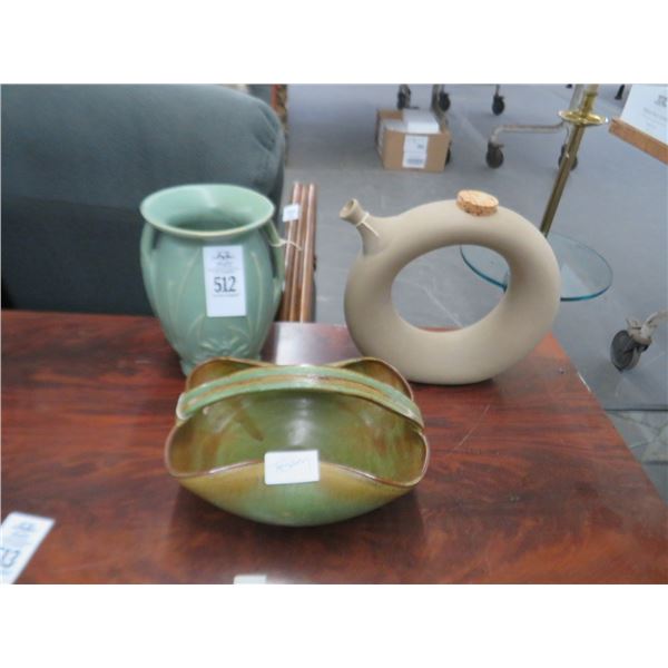 Clay Vase, Basket And Decanter