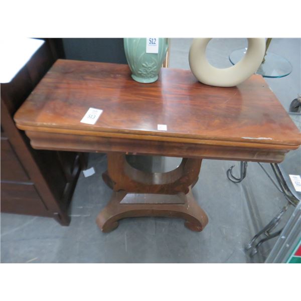 Carved Mahogany Flip Top Side Table