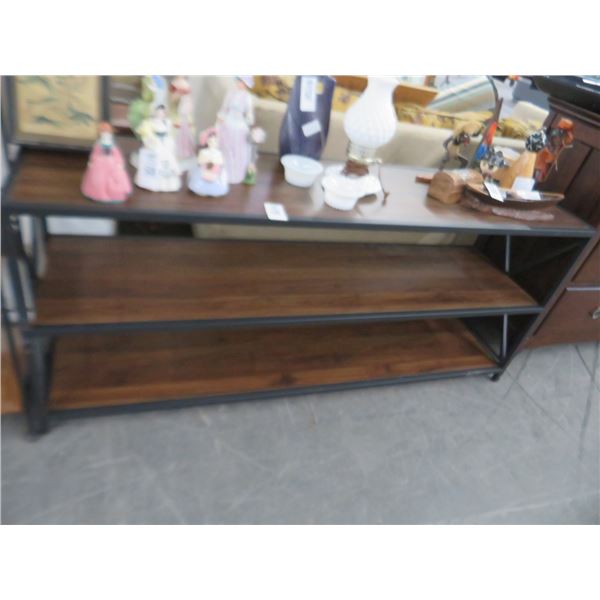 Metal Frame Wood 3 Tier Console