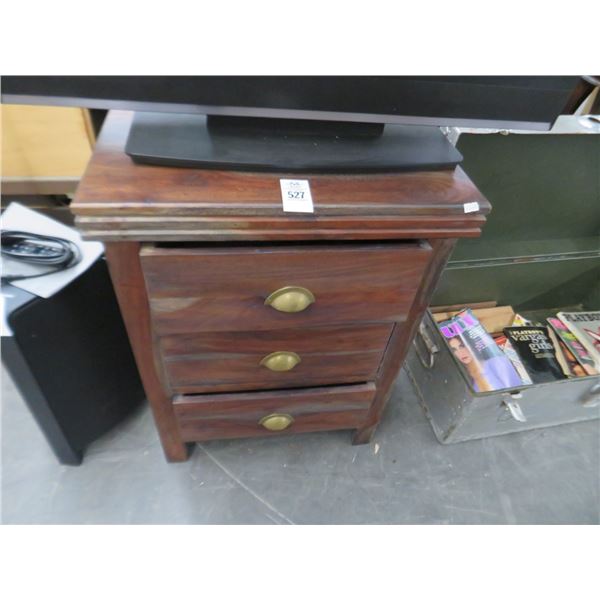 Mahogany Brass Accent 3 Drawer Cabinet