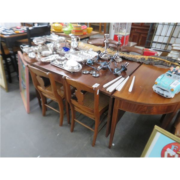 Mahogany 3 Pc. Drop Leaf Table w/Rush Seat Chairs