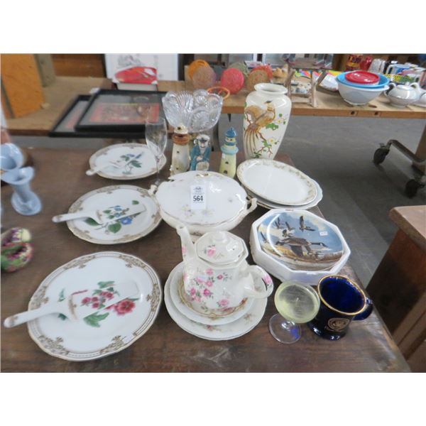 Painted Teapot, Plates, Urn And More