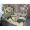 Image 2 : Carved Wood Floral Motif King Bed Frame w/Nightstand (Hollywood Regency Italian ?)