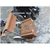 Image 2 : Winchester Wood Ammunition Lidded Box w/Golf Bag Cart - Fishing Cart?