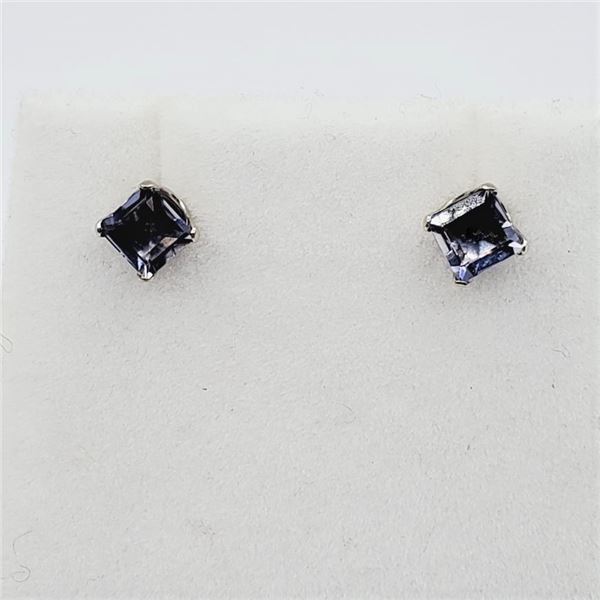 White Gold Natural Lolite Earrings